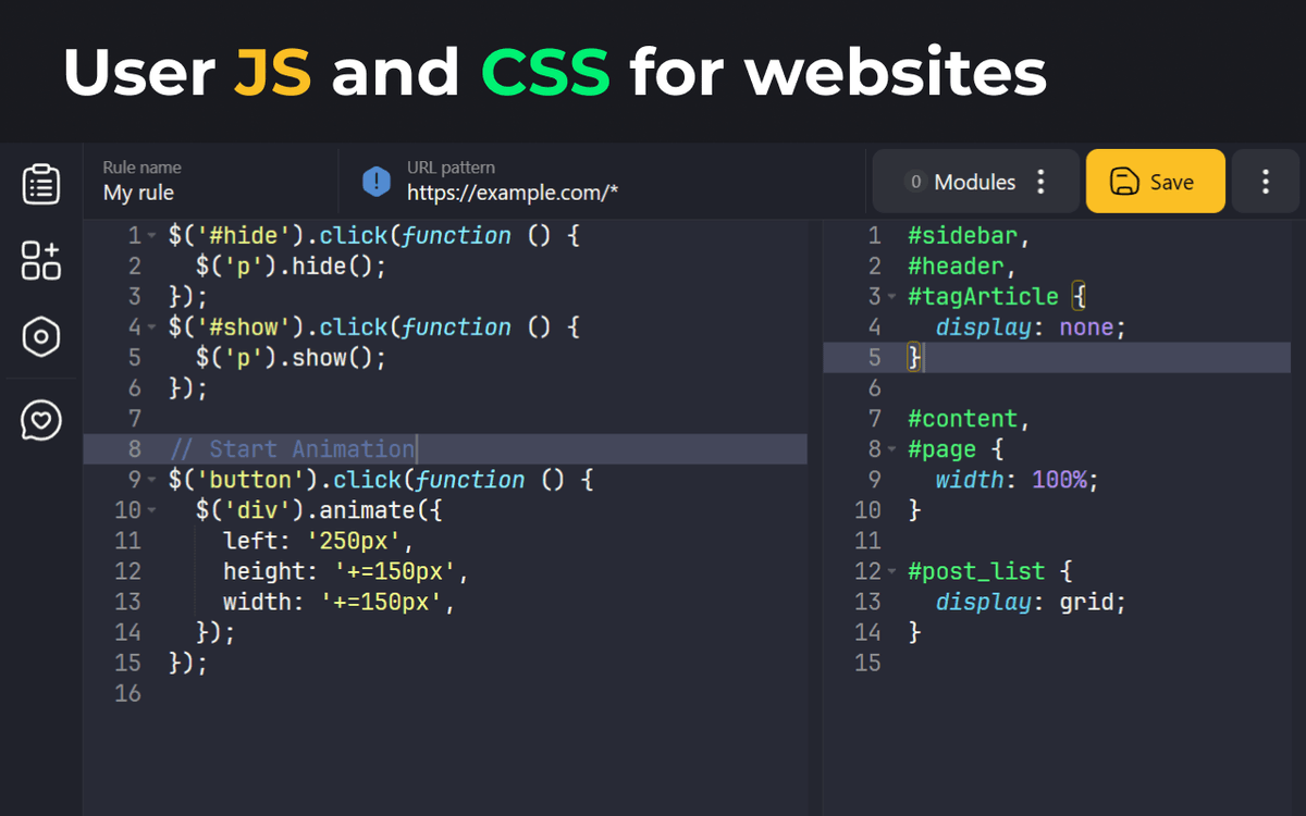 웹페이지의 Javascript & CSS(SCSS) 변경 크롬 확장 프로그램 - User Javascript & CSS ...