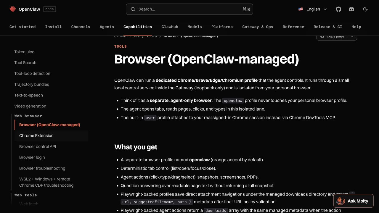 OpenClaw 관리형 브라우저와 실제 Chrome 연결을 설명하는 문서