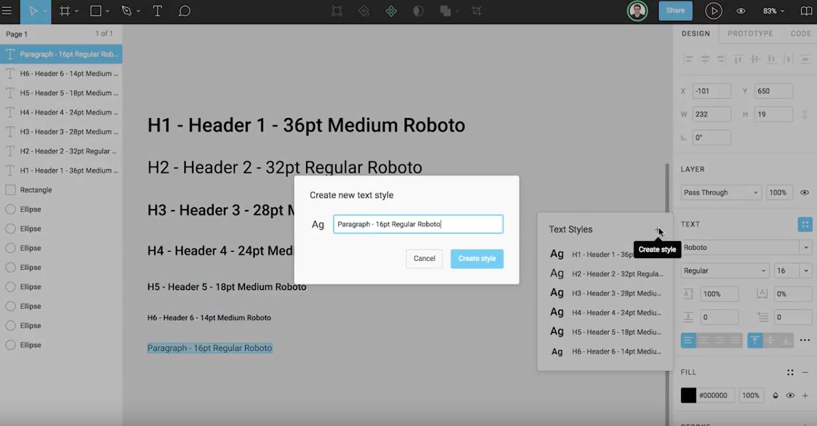스타일의 생성은 텍스트에도 적용할 수 있습니다