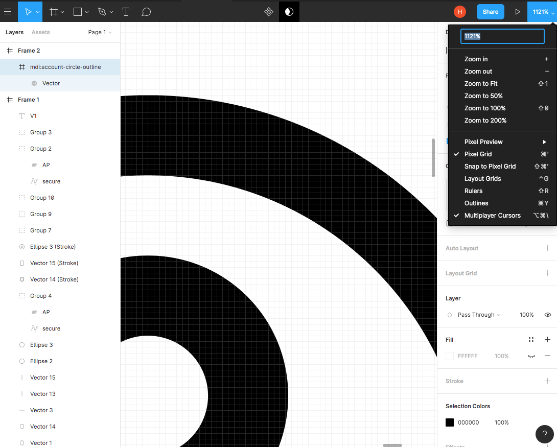 우측 상단 화면 배율을 나타내는 버튼에서 'View' 메뉴 관련 주요 메뉴들을 확인할 수 있습니다
