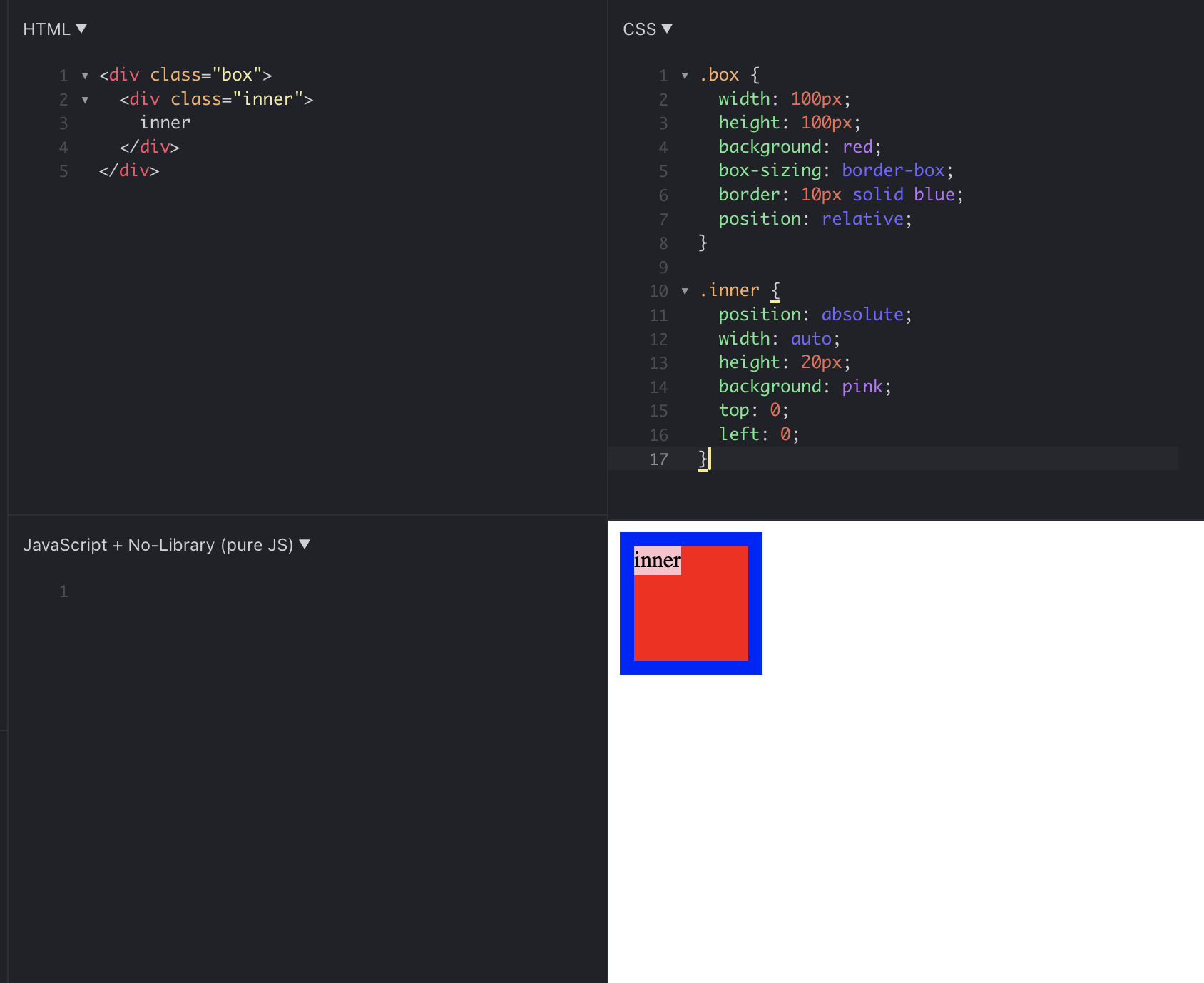 Border 속성이 부여된 박스 내부에는 absolute 포지션이 border을 제외하고 적용됩니다