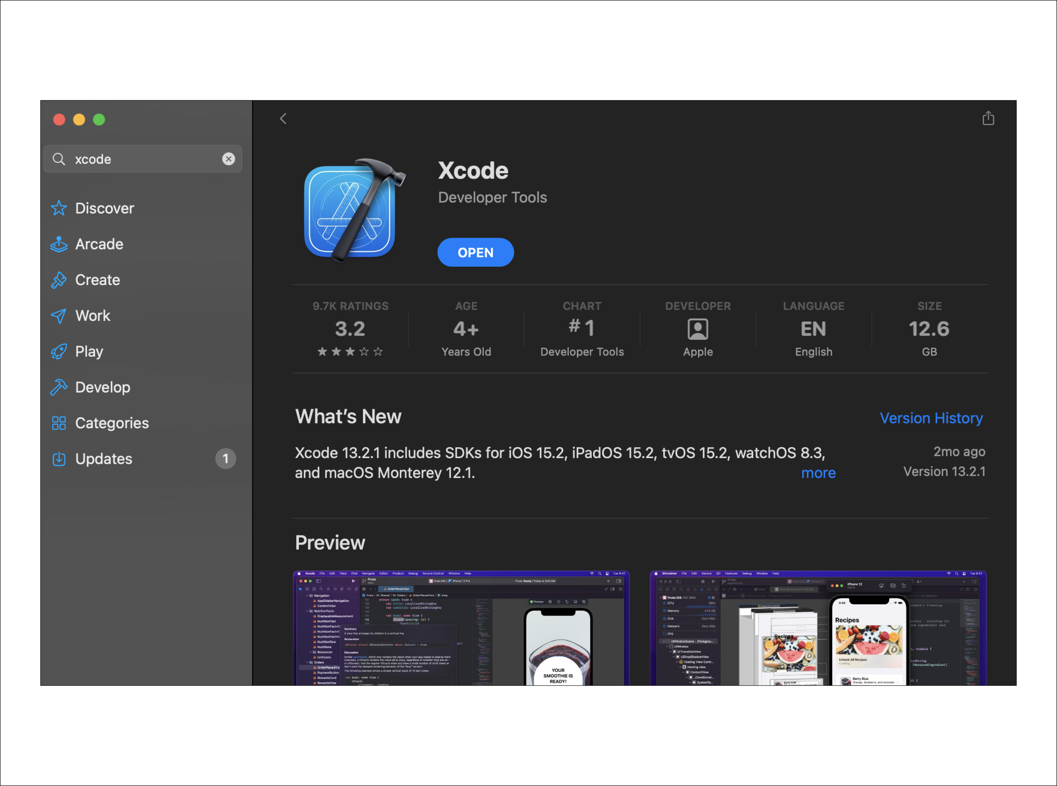 App Store에서 XCode를 설치